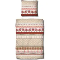 TRAUMSCHLAF Biber Bettwäsche Schneeflocken rot 135x200 cm + 80x80 cm