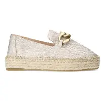 Manfield Goldfarbene Leder-Espadrilles mit Kette | Größe 41