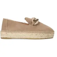 Manfield Taupefarbene Veloursleder-Espadrilles mit Kette | Größe 36