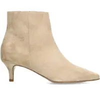 Manfield Beigefarbene Veloursleder-Stiefeletten mit Absatz | Größe 39