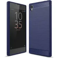 König Design Sony Xperia L1 Handy Hülle TPU Case Carbon Fiber Schutz Cover Bumper Blau Neu