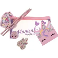 Unicorn Gems Federmäppchen mit Schreibset, Rosa