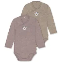 Normani 2er Pack Bio Baby-Body Langarm Wickelbody aus Merinowolle für Junge und Mädchen - 9353