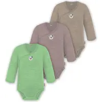 Normani 3er Pack Baby Merino Langarm Wickelbody für Junge und Mädchen - 9355