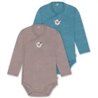 Normani 2er Pack Bio Baby-Body Langarm Wickelbody aus Merinowolle für Junge und Mädchen - 9353