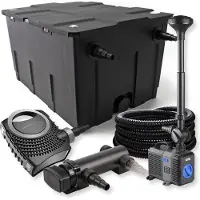 SunSun Komplettset: CBF-550 Teichfilter bis 60000 L Teichfilteranlage, CTF-8000 Teichpumpe 8000l/h 70W, CUV-318 Teichklärer 18W, 25m Teichschlauch 25 mm, CTP-2803 Springbrunnen 3000l/h 10W