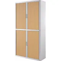 PaperFlow Rollladenschrank easyOffice, 4 Fachböden, Höhe 2040 mm, weiss / Buche