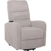 Mendler Fernsehsessel MCW-K62, Relaxsessel TV-Sessel Liege, Liegefunktion Aufstehhilfe, Metall Stoff/Textil Cord hellgrau