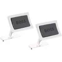 BOSS 50515410-001 Manschettenknöpfe Schwarz/Silber B-Handle-Cuf