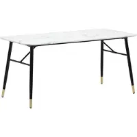 Wohnling Esszimmertisch 160x80x76 cm Esstisch Weiß in Marmor-Optik Modern Küchentisch Groß Speisetisch Rechteckig Tisch Esszimmer mit Metallbeinen