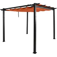 Mendler Aluminium Pergola MCW-N93, Gartenpavillon Pavillon Garten, stabiles 8cm-Gestell Schiebedach UV50+ 3x3m terrakotta