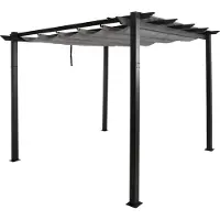 Mendler Aluminium Pergola MCW-N93, Gartenpavillon Pavillon Garten, stabiles 8cm-Gestell Schiebedach UV50+ 3x3m grau