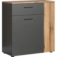 Trendteam Wohnen Esteban Kommode, Anthrazit Melamin/ Evoke Oak Melamin, B/H/T: 80/88/36 cm