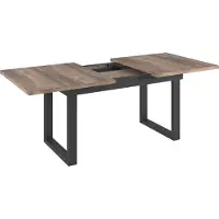 Ebuy24 Speisen Esstisch Universal, Eiche Tabak Melamin/Schwarz, B/H/T ca. 160-200/76/90 cm