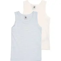 Petit Bateau Unterhemd - 2er-Pack - Weiß/Blau - - 12 Jahre (152) - Unterhemden