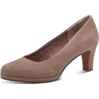 Marco Tozzi Damen Pumps Nude Gr. 37 Blockabsatz Vegan Velours-Optik Klassisch