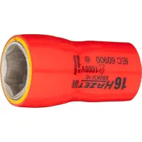 Hazet Steckschlüsseleinsatz, schutzisoliert 3/8 (10 mm) Vierkant hohl, Außen Sechskant-Tractionsprofil, SW 16 mm