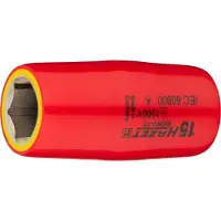 Hazet Steckschlüsseleinsatz, schutzisoliert 1/2 (12,5 mm) Vierkant hohl, Außen Sechskant-Tractionsprofil, SW 15 mm