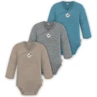 Normani 3er Pack Baby Merino Langarm Wickelbody für Junge und Mädchen - 9355