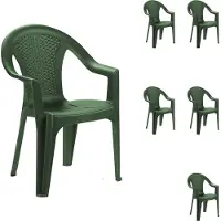 Mojawo 6x Stapelstuhl Gartenstuhl Outdoorstuhl Kunststoff Rattan-Optik Grün