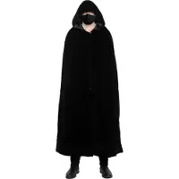 Maskworld Schwarze Stoffmaske mit schwarzem Umhang