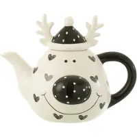 J-Line Teekanne in Weiß/ Schwarz - (H)16,3 cm - onesize