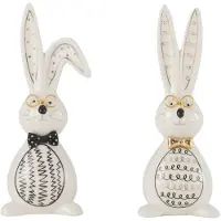 J-Line 2er-Set: Dekofiguren "Hase Robert" in Weiß - (H)20 cm - onesize