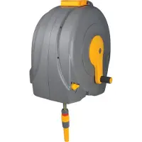 Hozelock Wandmontierte Fast Reel-Schlauchtrommel mit 40-m-Schlauch, Wandmontierte Rolle, Automatisch, Funktional, Grün, Kunststoff, Wand-montiert