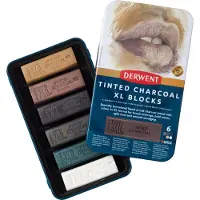Derwent - Tinted Charcoal Xl Blocks Tin Of 6 (601057)