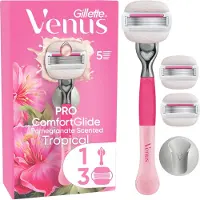 Gillette Venus Pro Comfortglide Sensitive Rasierer Damen, Mettall, Silber