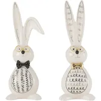 J-Line 2er-Set: Dekofiguren "Hase Robert" in Weiß - (H)28 cm - onesize