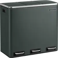 Songmics Mülleimer Küche Mülltrennsystem 3 Fächer Grüngrau