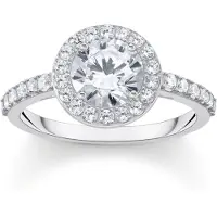 Thomas Sabo Halo-Ring mit weißem Stein im Brillantschliff