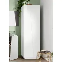 Web Furniture Hochglanzweißer moderner Mehrzweckgarderobe mit 2 Türen und 6 FächernVega Space