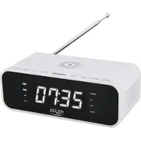 Adler Alarm Clock with Wireless Charger AD 1192W AUX in White Alarm function