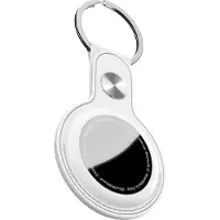 KEYBUDZ - Leather Keyring for AirTag (Color: White)