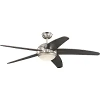 WESTINGHOUSE Bendan LED-Deckenventilator chrom/Holz, leise - , Bendan, dimmbar, Holz, für Wohnzimmer, Holz, Modern