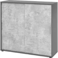Hjh OFFICE PRO BETA 1753S - 3 OH Schiebetürenschrank Graphit/Beton Metallgriff