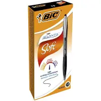 BIC Atlantis Druckkugelschreiber Soft, schwarz, 12 Stück