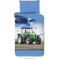 Muller Textil Good Morning Kinder Bettwäsche mit Traktor- 140x200 cm- 100% Baumwolle