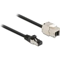 DeLOCK Kabel RJ45 Stecker zu Keystone Modul RJ45 Buchse Cat.6A 50 cm schwarz, Flach, Schwarz, RJ-45, RJ-45, Männlich, Männlich