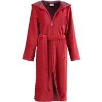 Cawö Bademantel 1492 Kapuze & Reißverschluss Rot Damen-50