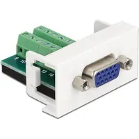 DeLOCK Easy 45 Modul VGA Buchse zu Terminalblock 22,5 x 45 mm, Flach, Weiß, VGA (D-Sub), Terminal, Weiblich, Kunststoff