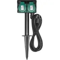 Heitech Gartensteckdose mit Erdspieß 2-fach 3m Leitung IP44