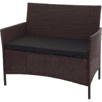 Mendler Poly-Rattan Gartenbank Hamar, Sitzbank Bank braun-meliert, Kissen schwarz