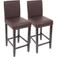 MCW 2er-Set Barhocker Cesena Kunstleder braun, dunkle Füße