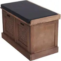Mendler Sitzbank MCW-J49, Polsterbank Garderobenbank, Kissen Aufbewahrungsboxen Staufach 47x75x40cm braun, Polster schwarz