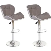 Mendler 2er-Set Barhocker MCW-A92, Barstuhl Tresenhocker, höhenverstellbar Kunstleder taupe-grau
