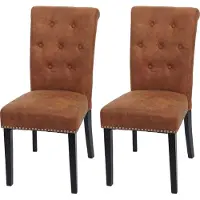 Mendler 2er-Set Esszimmerstuhl Chesterfield II, Stuhl Küchenstuhl, Nieten WildKunstleder, dunkle Beine