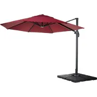 Mendler Gastronomie-Ampelschirm MCW-A96, Sonnenschirm, rund Ø 4m Polyester Alu/Stahl 27kg bordeaux mit Ständer, drehbar